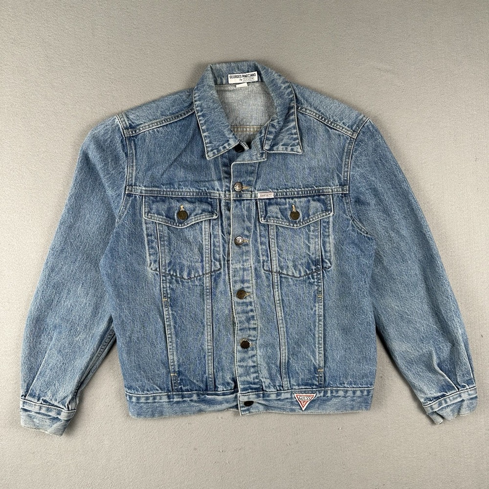 Vtg Guess Denim Trucker Jacket Men's Small Blue Denim Georges Marciano